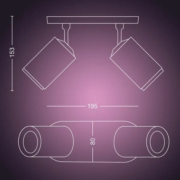 Spot LED RGB FUGATO 2xGU10/5,7W/230V Philips 50632/31/P7