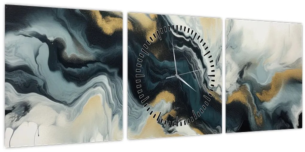 Tablou - Desen marmorat (cu ceas) (90x30 cm)