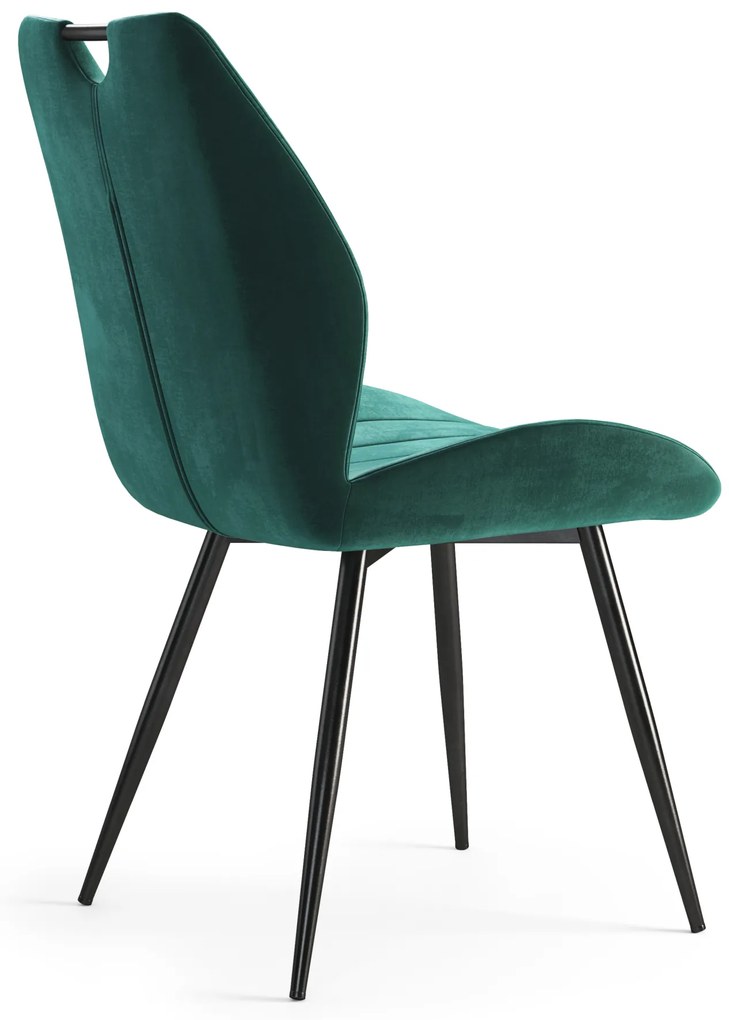 MAZZONI EXPORT ARNO Verde (țesătură Bluvel 78) - SCAUN TAPIȚAT MODERN PENTRU LIVING/SUFRAGERIE cu MÂNER | CATIFEA