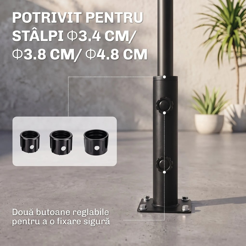 Outsunny Suport pentru Umbrelă de Terasă, Bază pentru Umbrelă pentru Patio, Ponton, Grădină și Curte, Negru | Aosom Romania