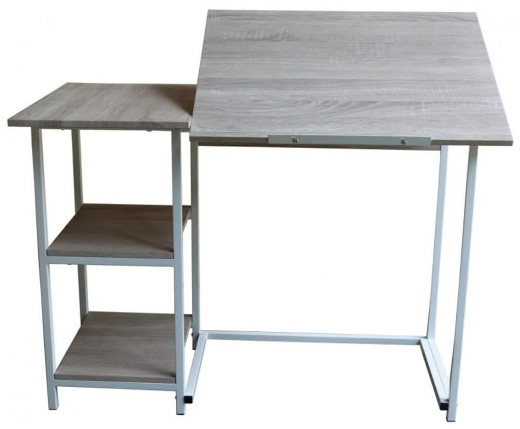 Birou pentru copii Novokids™ Study desk, Cadru metalic, Cu 3 polite incluse, Dimensiuni 110x55x75 cm, Pentru carti si caiete, Natur