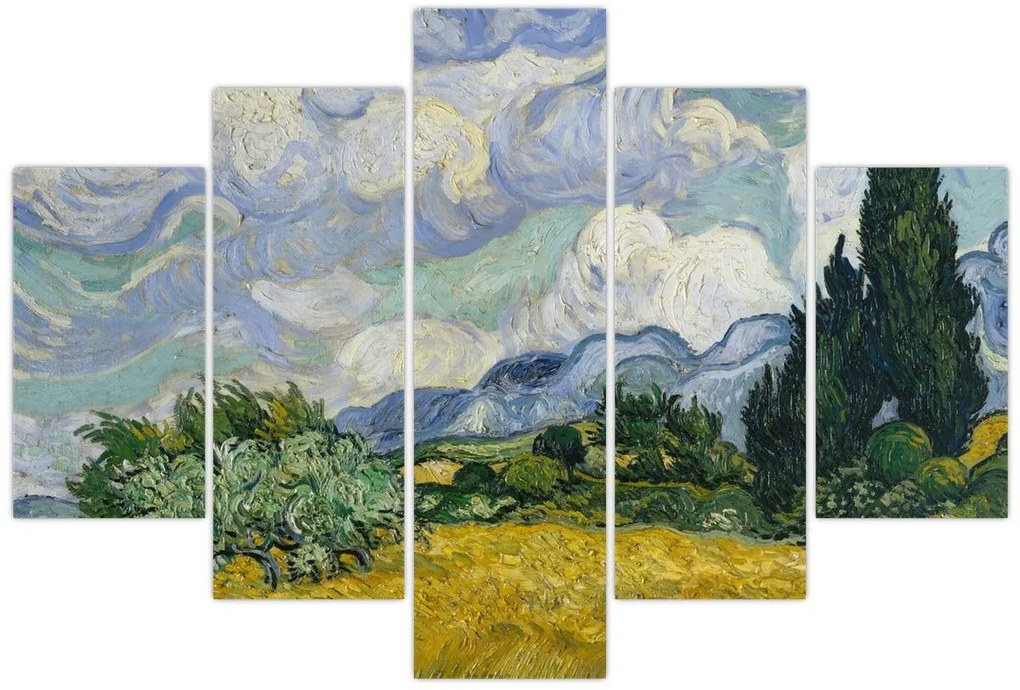 Tablou - Vincent van Gogh, Wheat Field with Cypresses, reproducere (150x105 cm)
