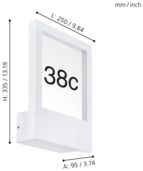 Eglo 98143 - Număr de casă MONTEROS 1xE27/28W/230V IP44 alb