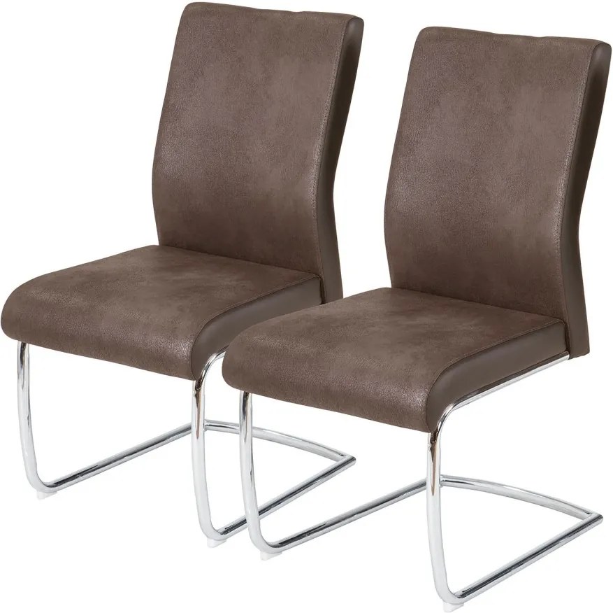 Set de 2 scaune Betiba, microfibra, maro inchis