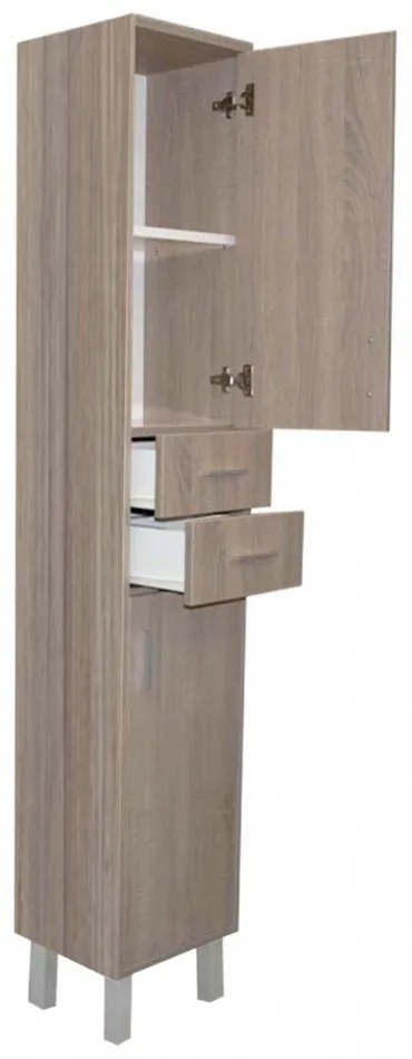 Dulap înalt Nerva 35 cu 2 uși, 2 sertare, ulm rauna