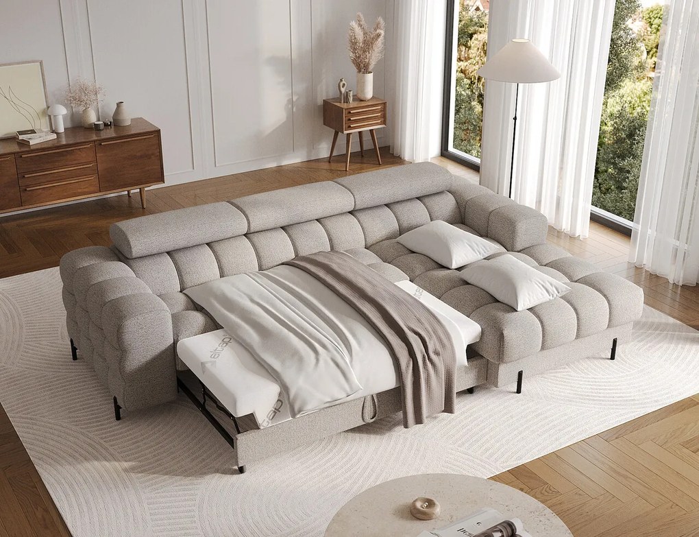 Coltar extensibil dreapta 3 locuri ELTAP, RT-20ROY, Felro, 285x181x93 cm, lemn/poliester, bej