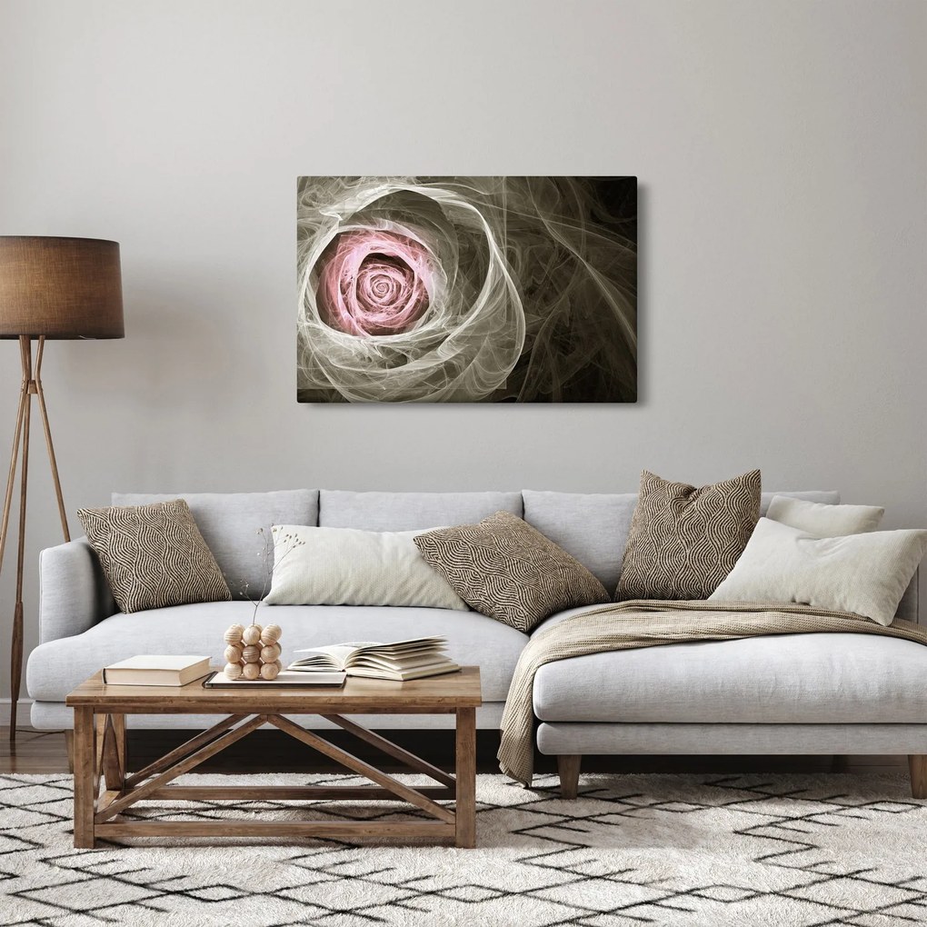Tablou - Abstract trandafir roz deschis roz (90x60 cm)
