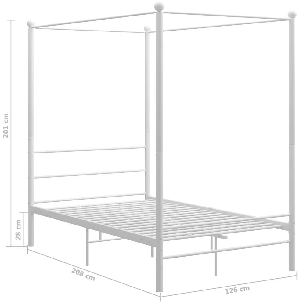 Cadru de pat cu baldachin, alb, 120x200 cm, metal Alb, 120 x 200 cm