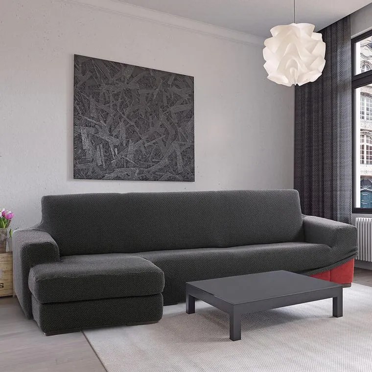 Nueva Textura Huse care se întind foarte bine NIAGARA antracit canapea cu otoman stânga (l. 200 - 300 cm)