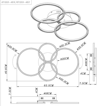 Lustră LED aplicată KENDY LED/40W/230V Globo 67233-40S