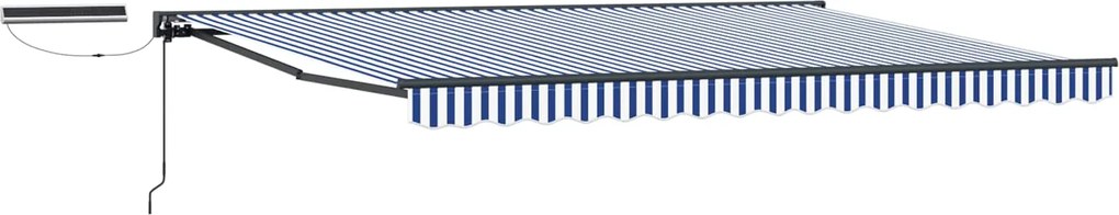 vidaXL Cort electric retractabil Albastru și Alb 5 x 3 m