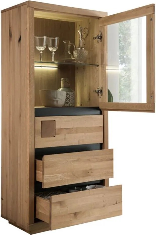 Vitrină lemn masiv Urban Loft, 65 × 40 × 148 cm