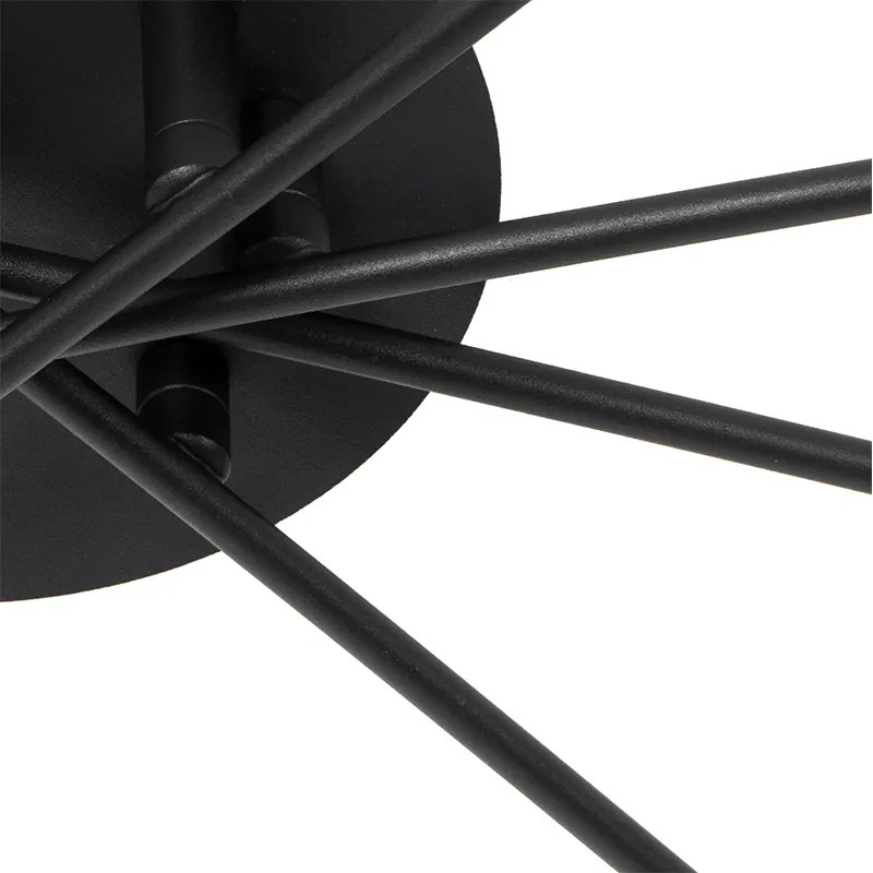 Plafoniera moderna neagra cu 8 lumini cu sticla fumurie - Atena