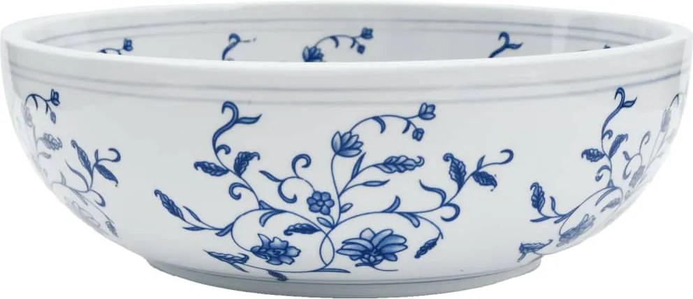 vidaXL Lavoar de blat, alb și albastru, rotund, Φ41x14 cm, ceramică
