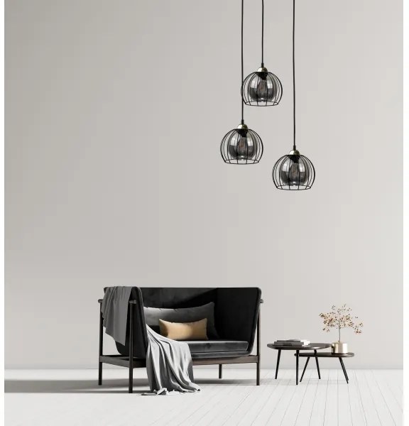 Lustră pe cablu SOLO BLACK 3xE27/60W/230V neagră/aurie