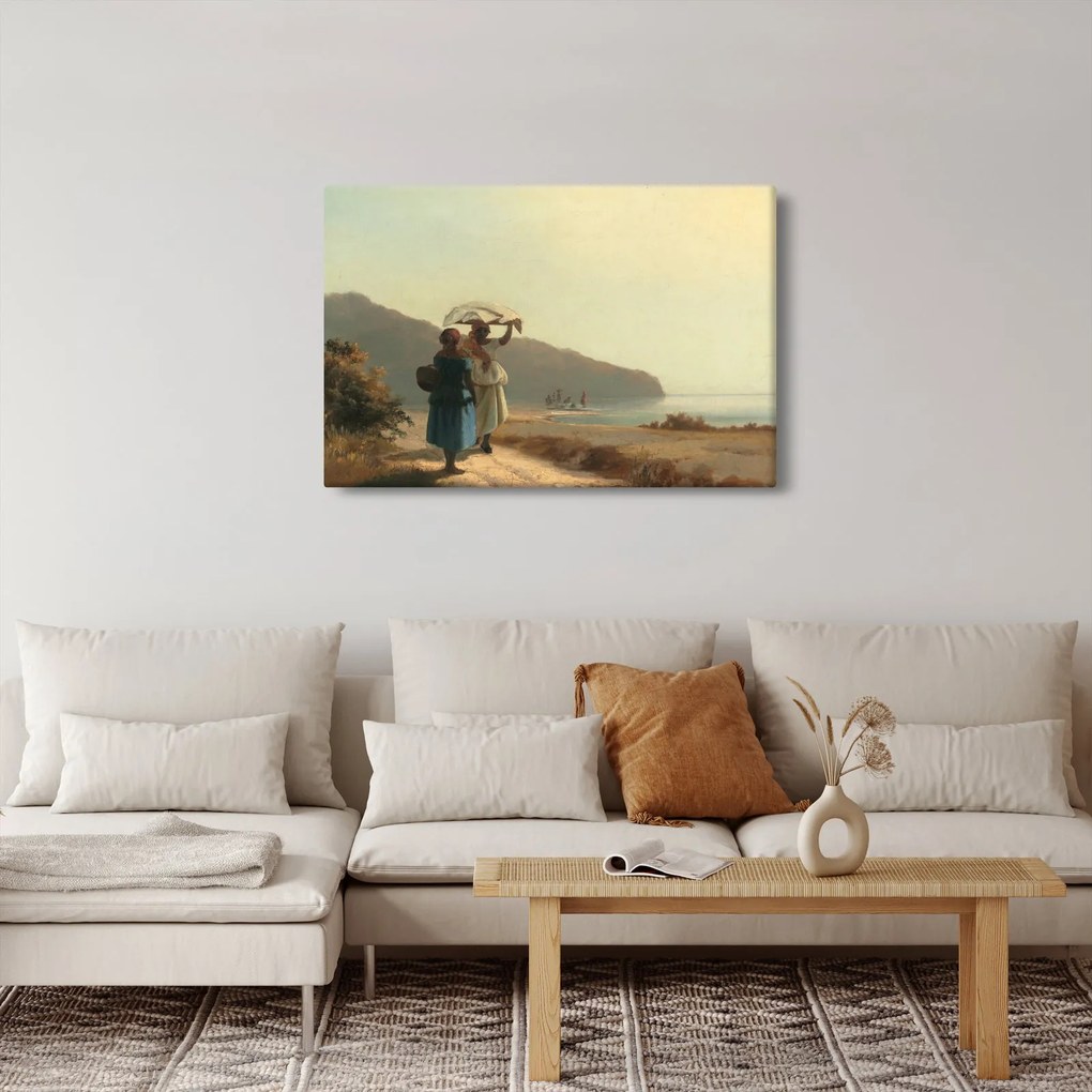Tablou - Camille Pissarro, Two Women Chatting by the Sea, St. Thomas, reproducere (90x60 cm)