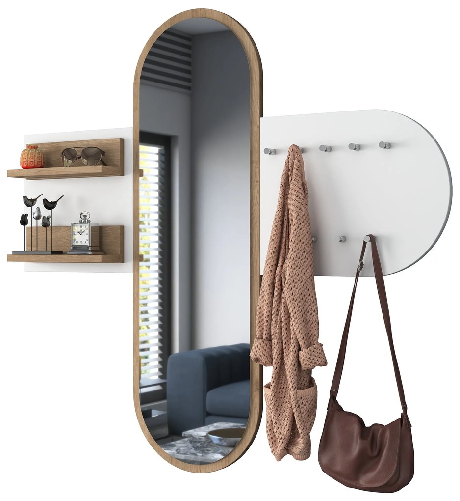 Mobilier hol Pixie 3 (alb + nuc) (cu oglindă). 1073322