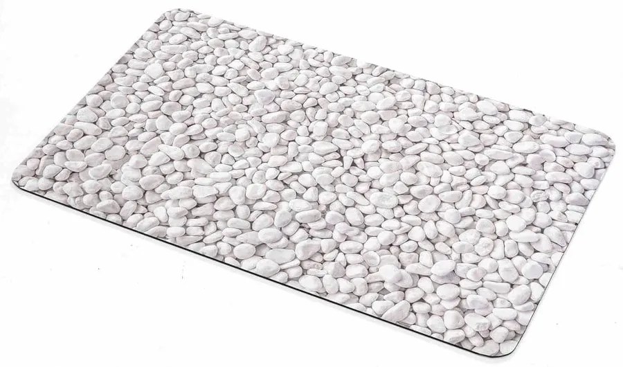 Covoraș de baie alb-gri din cauciuc 50x80 cm Leandra – douceur d'intérieur