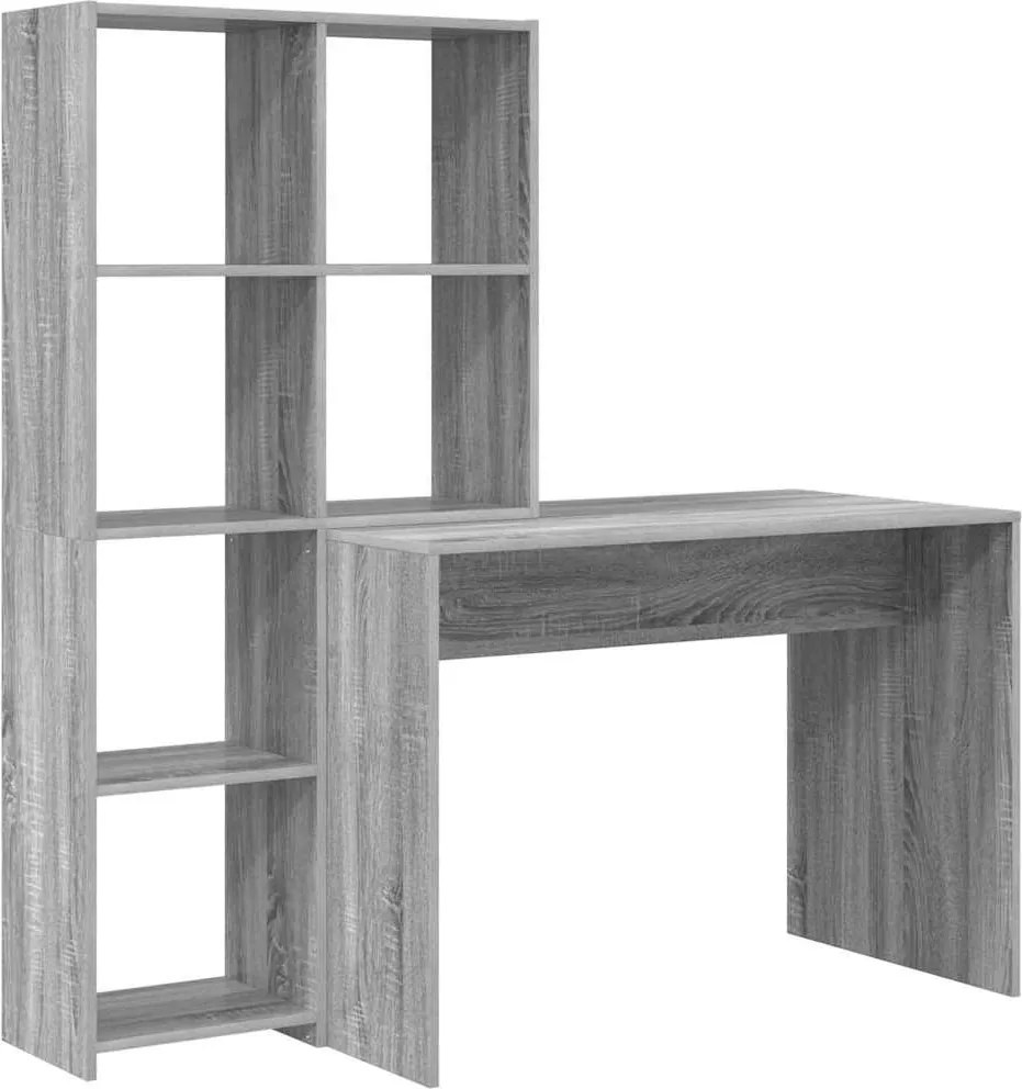 vidaXL Birou cu raft Gri Sonoma 138,5 x 55 x 143 cm Lemn compozit