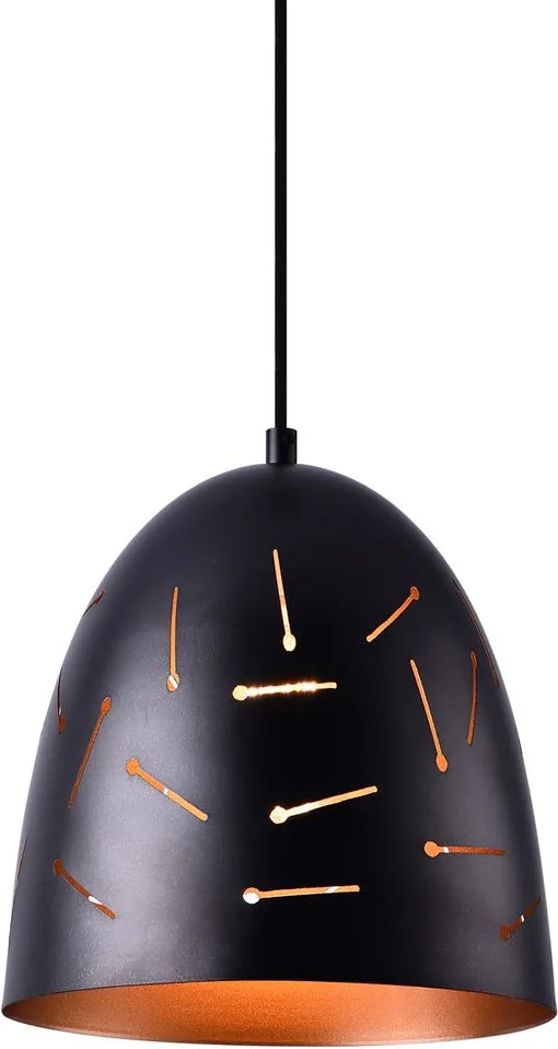 Lampa suspendata design decorativ – lampa plafon - Atlanta 155 x Ø 24 cm, negru / aramiu (1 x E27)