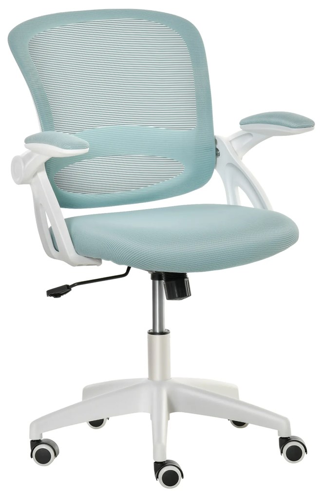 Vinsetto Scaun de Birou Ergonomic cu Spătar din Plasă, Sezut Capitonat, Înălțime Ajustabilă, Albastru, 65.5x61.5x88-97.5cm | Aosom Romania