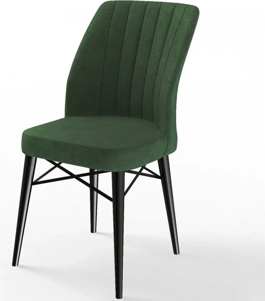 Set masa extensibila cu 6 scaune tapitate Homs cargold 250-30050 negru-VERDE,170 x 80 cm