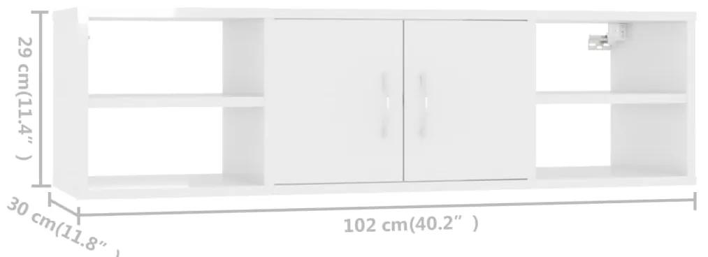 Raft de perete, alb extralucios, 102x30x29 cm, PAL 1, Alb foarte lucios