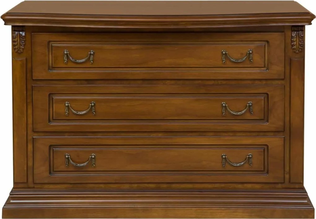 Comodă lemn masiv 3 sertare Bernhard, 118 × 55 × 78,5 cm