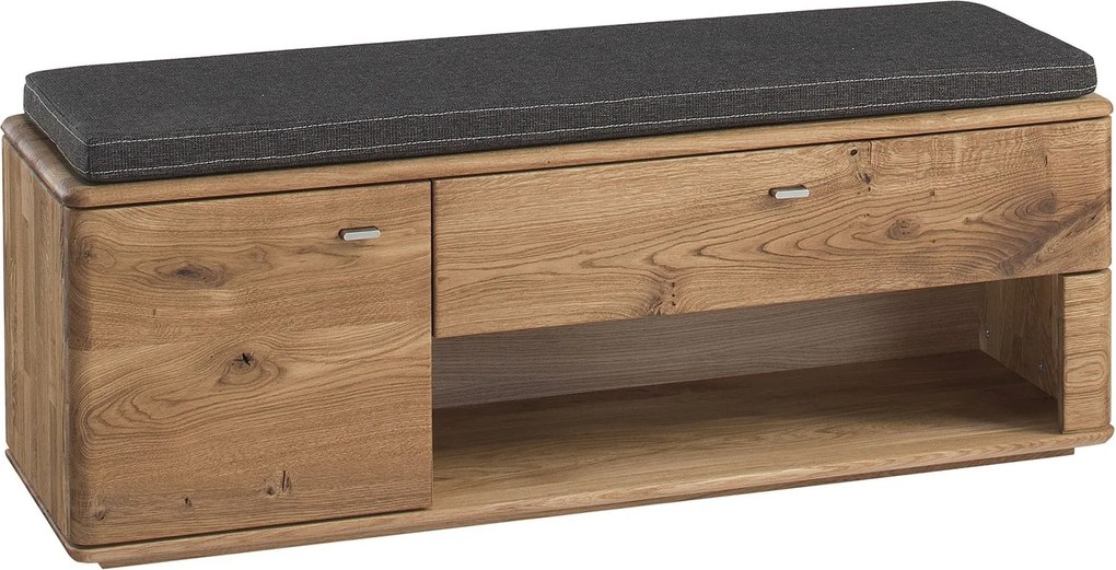 Băncuță lemn masiv natur Încălțăminte Siena Stejar, 48.5 × 126.8 × 39 cm