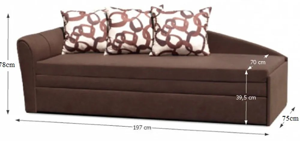 Divan extensibil, maro, model stânga, LAOS
