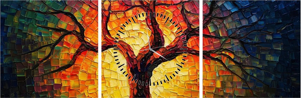 Tablou - Arborele vieții în mozaic (cu ceas) (90x30 cm)