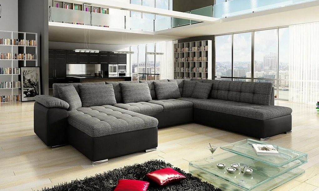 Colțar Miami 121 Funcția de dormit, 348x205x76cm, 144 kg, Picioare: Plastic