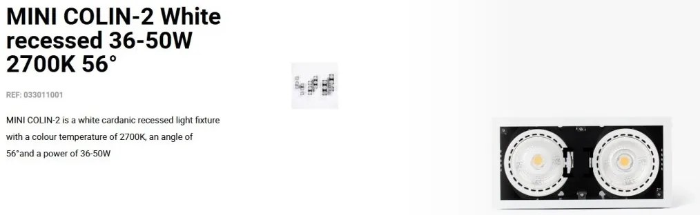 Spot LED incastrabil MINI COLIN-2 White recessed 36-50W 2700K 56°