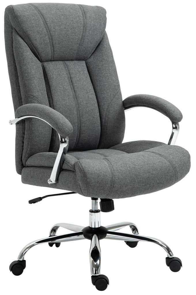 Vinsetto Scaun de birou cu funcție de balans, scaun ergonomic cu brațe capitonate, suport pentru cap ajustabil, scaun de birou rotativ cu spătar din nailon Gri 65 x 78 x 110-118 cm | Aosom Romania
