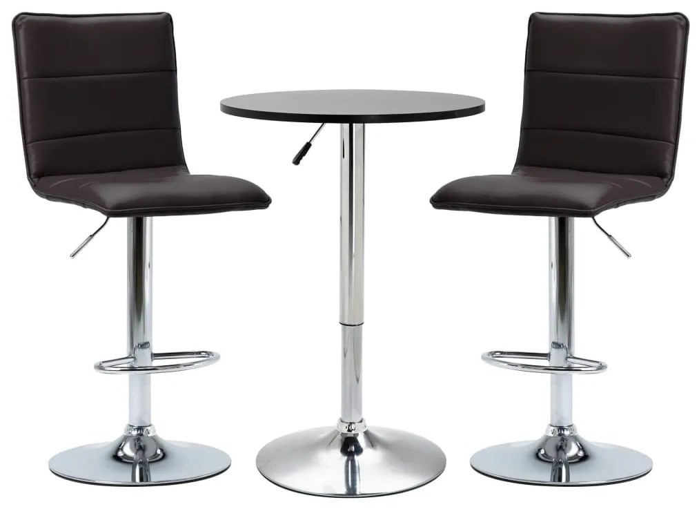 279629 vidaXL Set mobilier de bar, 3 piese, negru, piele ecologică