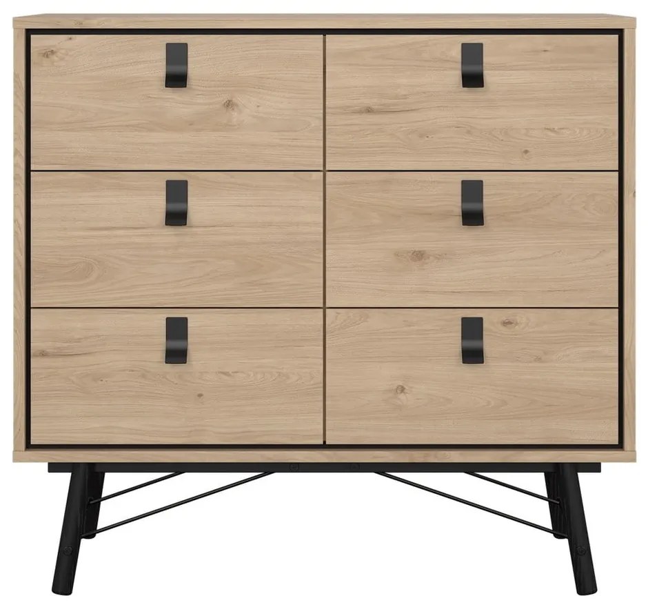 Comodă în culoare naturală joasă cu aspect de lemn de stejar 102x99 cm Ry – Tvilum