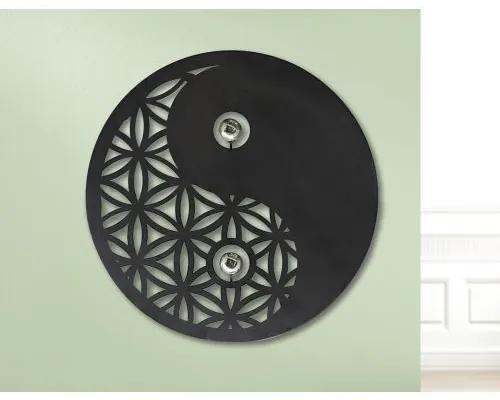 Decoratiune de perete Yin Yang, metal, gri, 60x60x3 cm