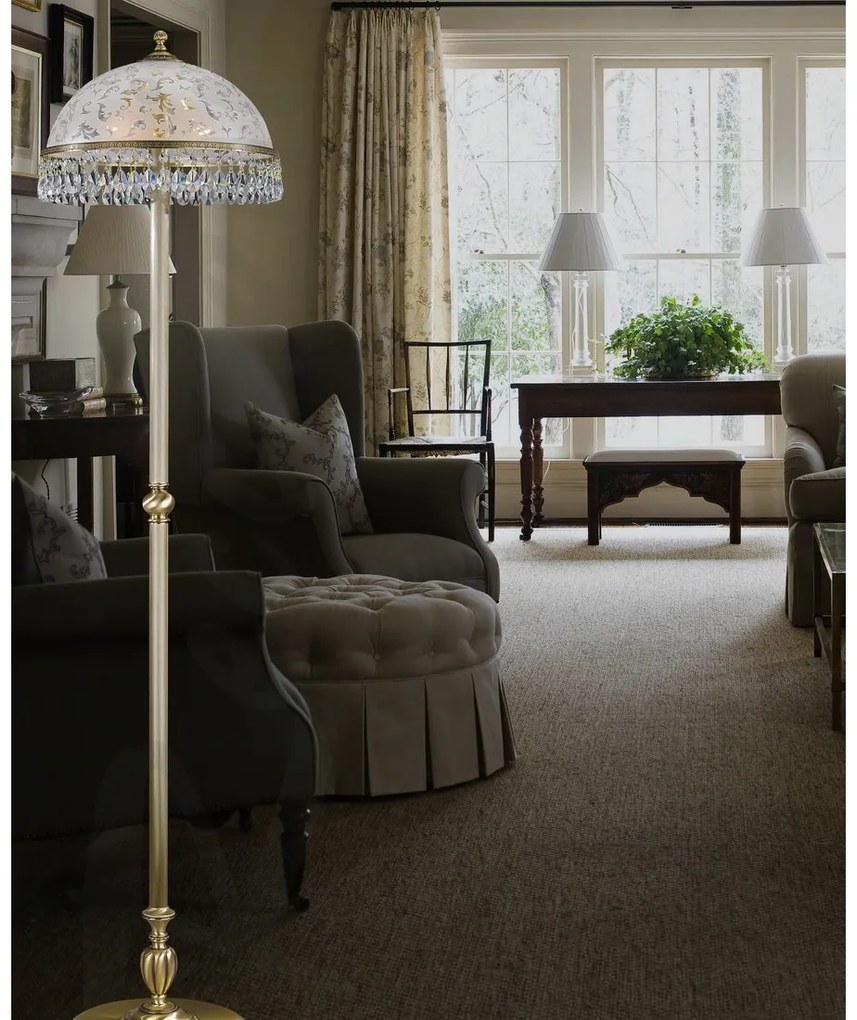 Lampa de podea design clasic realizata manual din alama si Cristal Scholer 6200