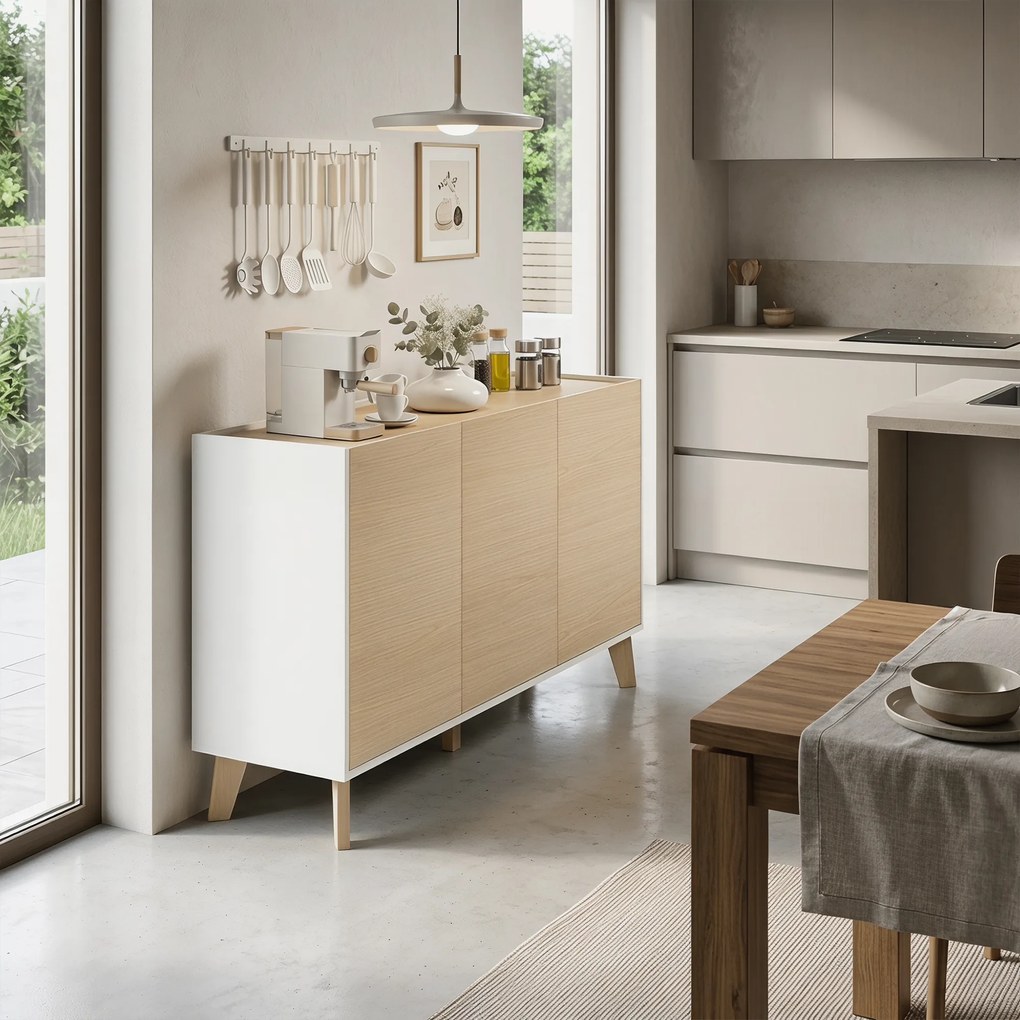 HOMCOM Bufet cu Uși Soft-Close 120 cm, Lemn și Alb | Aosom Romania