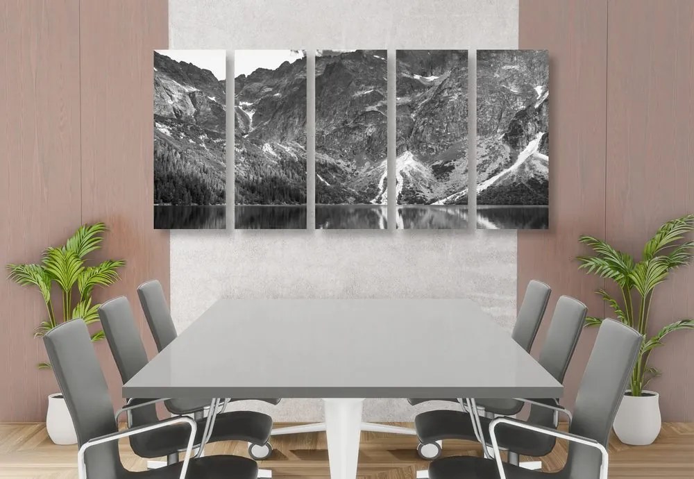 Tablou 5-piese ochi de Mare în Tatra în design alb-negru