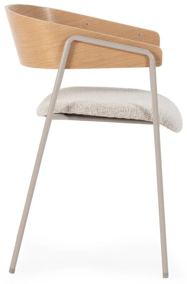 Set de scaune de sufragerie gri deschis/în culoare naturală cu cotiere 2 buc. tapițat Cora – MOME