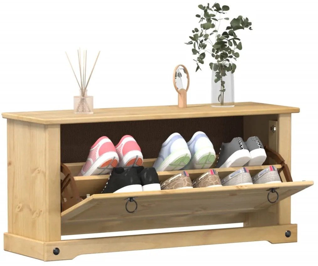 vidaXL Dulap pantofi &quot;Corona&quot;, 99x32x47 cm, lemn masiv de pin