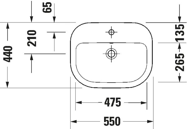 Duravit D-CODE 24025500002 - lavoar suspendat 55 x 44 cm, ceramică, alb lucios