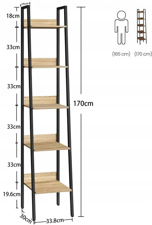 Raft TAYLOR SONOMA 5 polite, 170x33,8cm