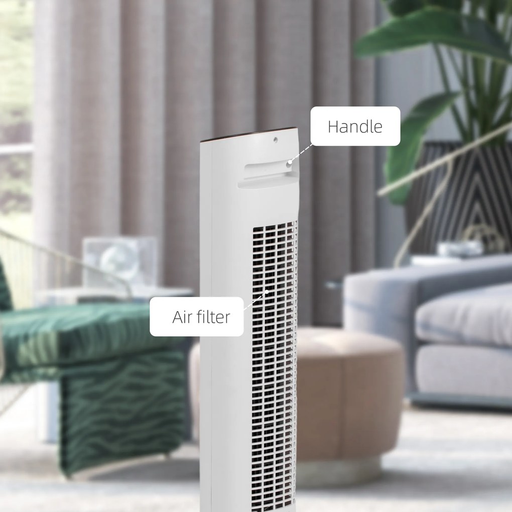 Ventilator turn HOMCOM cu telecomandă, 3 viteze, mod de repaus | Aosom Romania