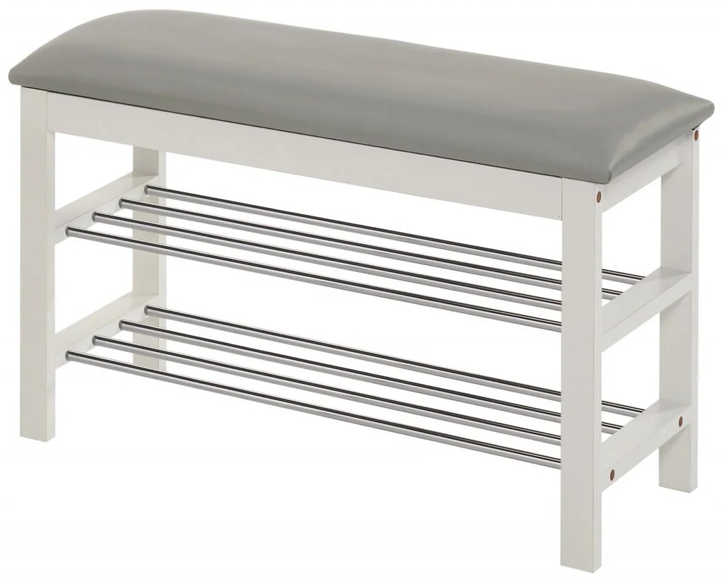 Banca ST11 cu spatiu pentru pantofi alb/gri L81 cm