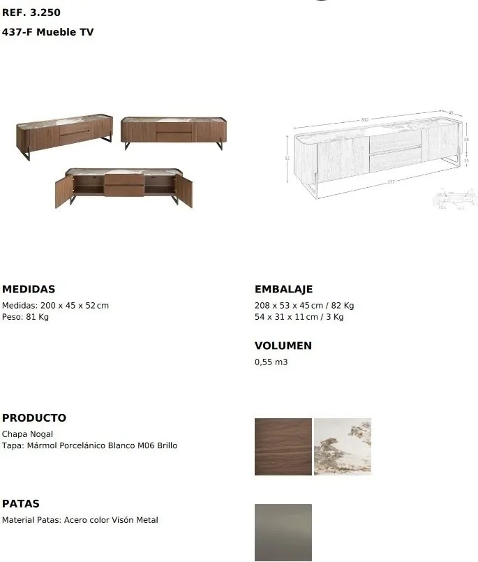 Comoda TV deosebita design LUX Walnut-Marble