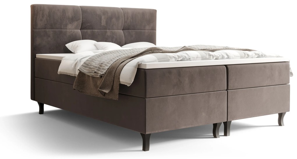 Pat matrimonial Boxspring 140 cm Lumba (maro) ( cu saltea și sp. depozitare). 1046675