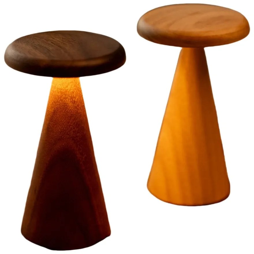 Veioză în culoare naturală închisă LED cu abajur din lemn (înălțime 14 cm) Sylva – Gingko