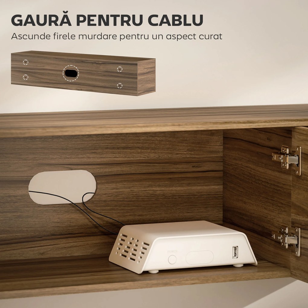 HOMCOM Comodă TV de până la 65" Stil Industrial cu 3 Dulapuri, Maro | Aosom Romania